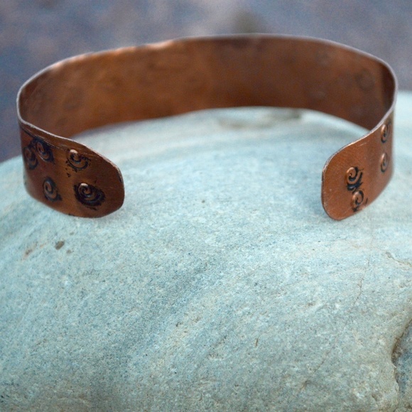 Solid Copper Hand Stamped Arthritis Cuff Bracelet - Picture 3 of 3